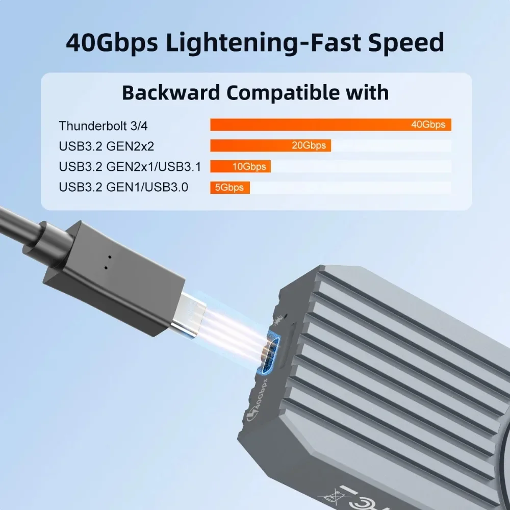 MAIWO USB4 NVMe M.2 SSD Enclosure 40Gbps Aluminum M2 External Case Compatible with Thunderbolt 4 Type-C NVME M.2 SSD Case