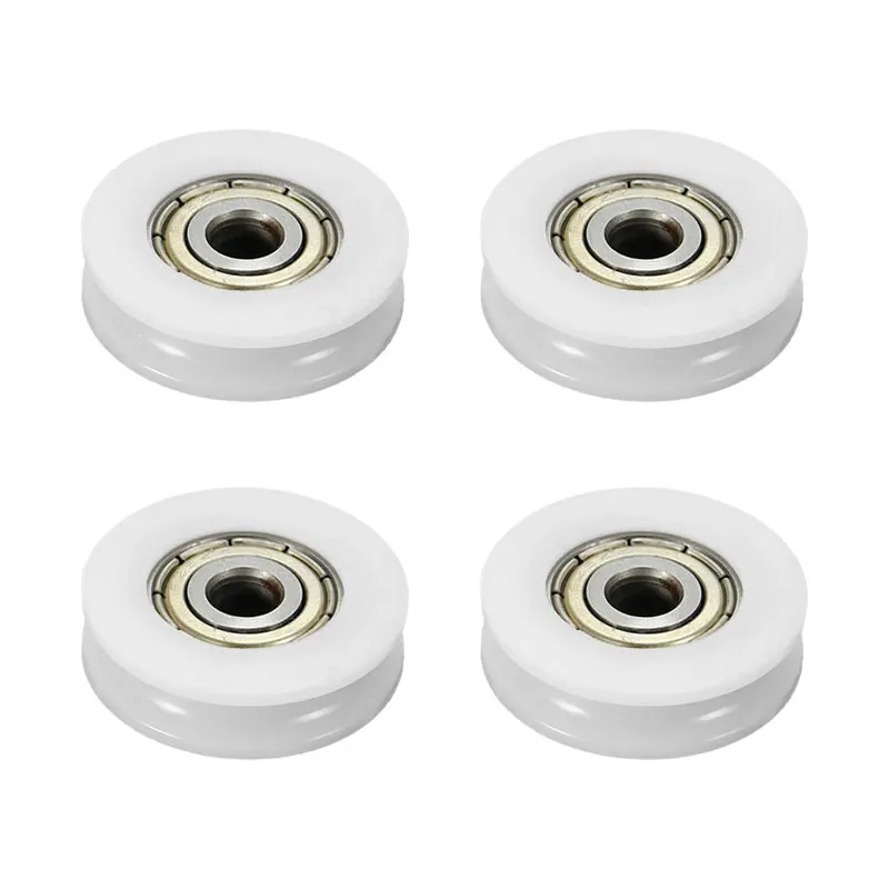 

4pcs U5*24*7mm Groove Nylon Round Pulley Ball Bearing Wheel Roller for Door Windows Shower Pulleys Drawer