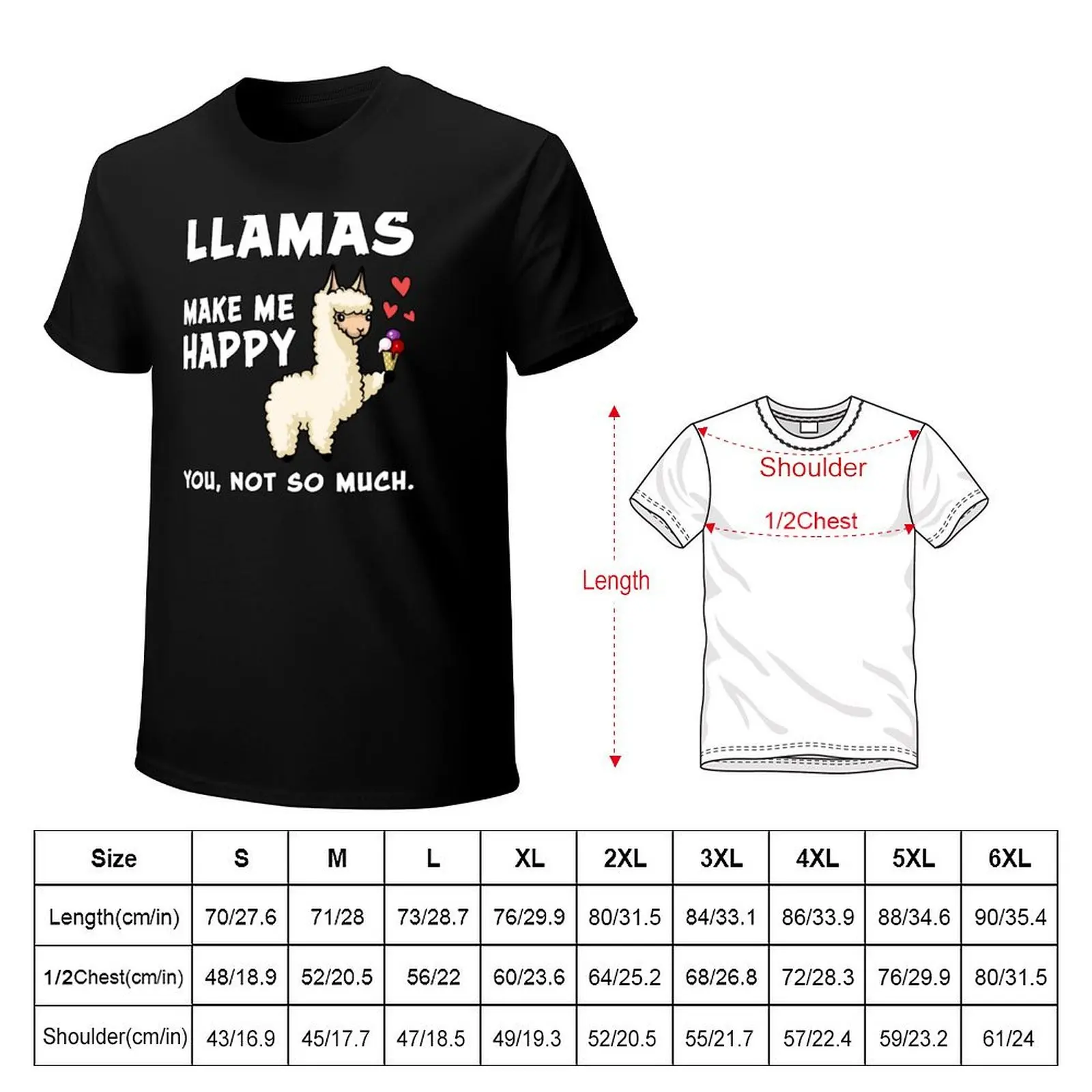 Llamas Make Me Happy T-Shirt Casual Light Summer Short Sleeve Top