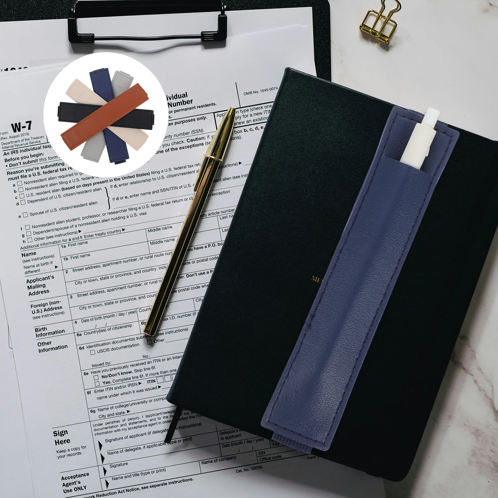 

Adjustable Pu Elastic Band Pen Holder Sleeve For Notebook Journals Planners Binders Books School Office Supplies 10pcs