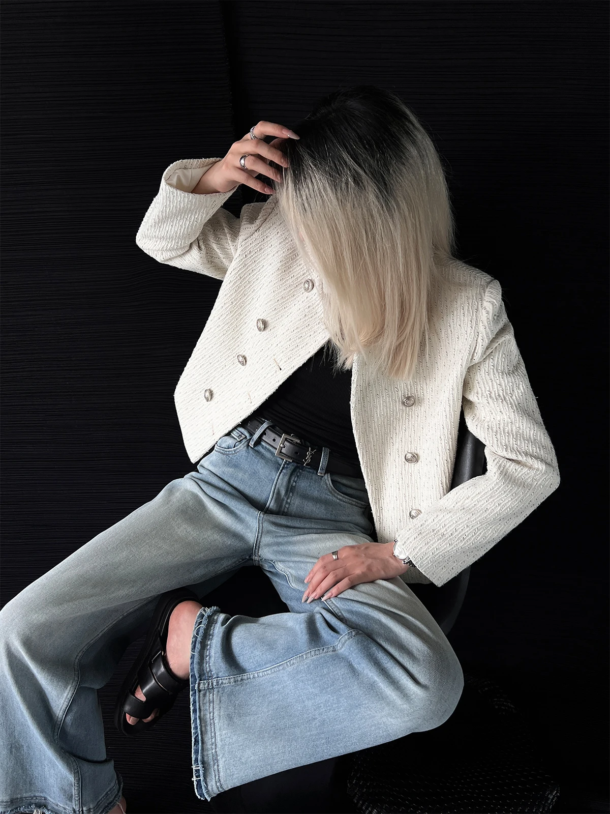 

Винтажное пальто PAPERLLL для женщин: роскошное, с воротником-стойкой и двойной застежкой на пуговицах, для ранней осени, модная женская верхняя одежда.