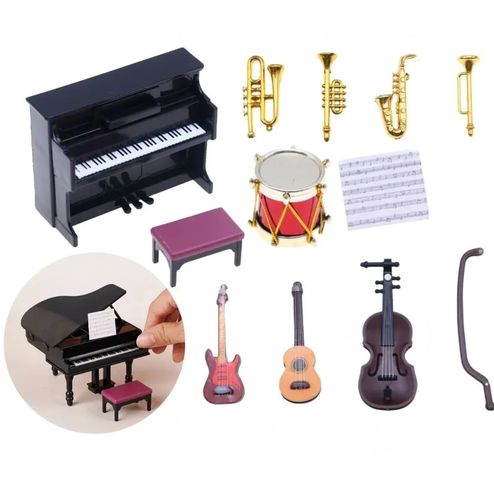 

1/12 Scale Dollhouse Musical Instrument Violin Drum Micro Landscape Miniature Piano Guitar Classical Scene Decor