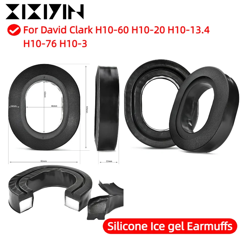 

XIXIYIN Replacement Silicone Ice gel Earpads for David Clark H10-60 H10-20 H10-13.4 H10-76 H10-3 Headset Durable to Wear