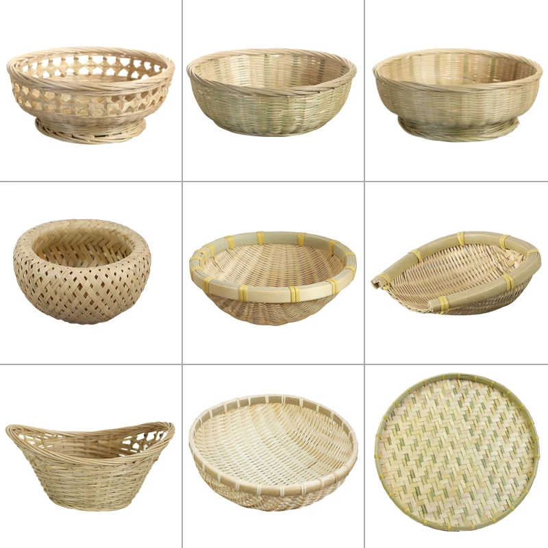 

Handmade bamboo woven products, dustpan, creative trumpet, home vegetable basket, steamed bread basket, kitchen hollowed out bam