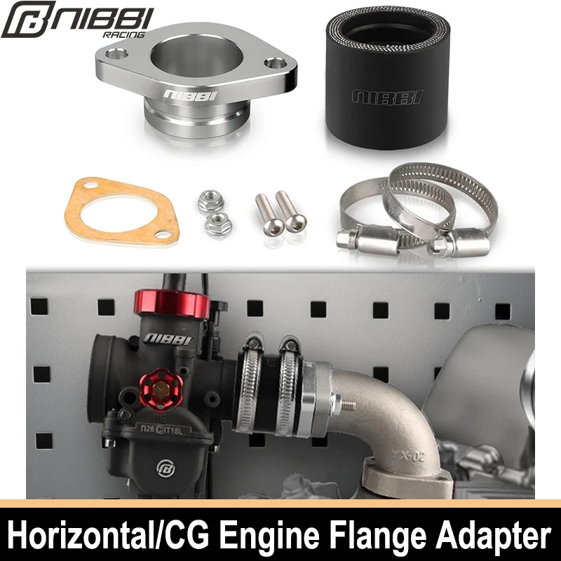 NIBBI CNC Intake Manifold For Orginal CG Engine Horizontal Engine High-Performance Flange Manifold Motorcycle PE PWK Carburetor