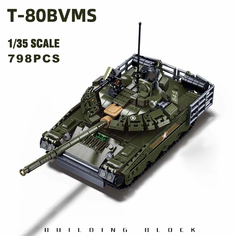 2023 New Soviet Army Flying Tank T-80 Building Blocks Russia Soldiers Armored Vehicle Bricks Kids Military Weapon Toys Set