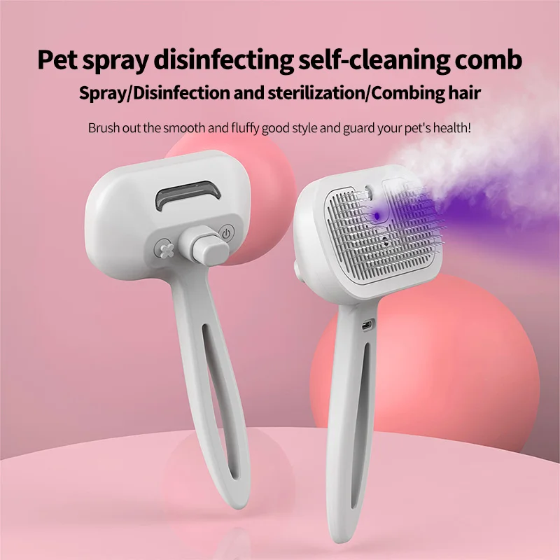 Pet Deshedding Tool Brush, Cat Massage Spray Comb, Pet Grooming Tool With Spray, Usb Rechargeable Grooming Brush