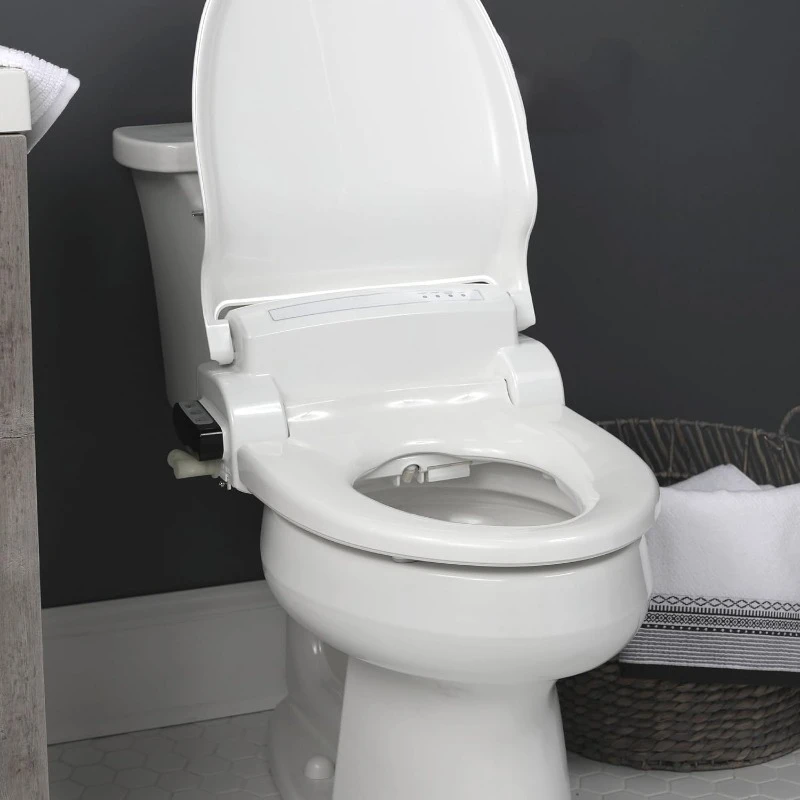 Electric Bidet Toilet Seat, Warm Water with Air Dryer, Heated Seat with Slow Close Lid, Remote Control, Elongated White