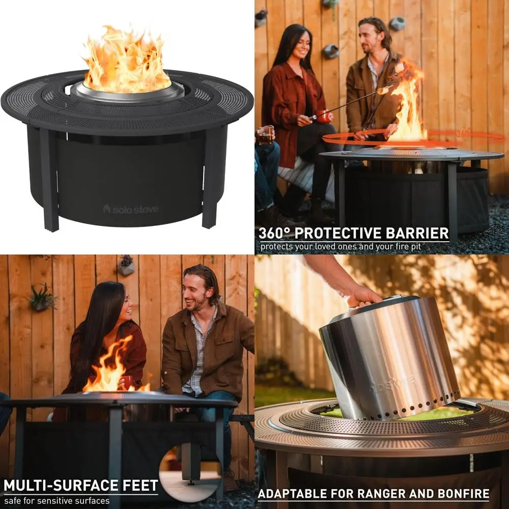 حاجز حفرة النار المحمول لحرق الخشب - محيطي أمان واقٍ مقاس 42 بوصة لحفر النار الخارجية مع مساحة إضافية #1