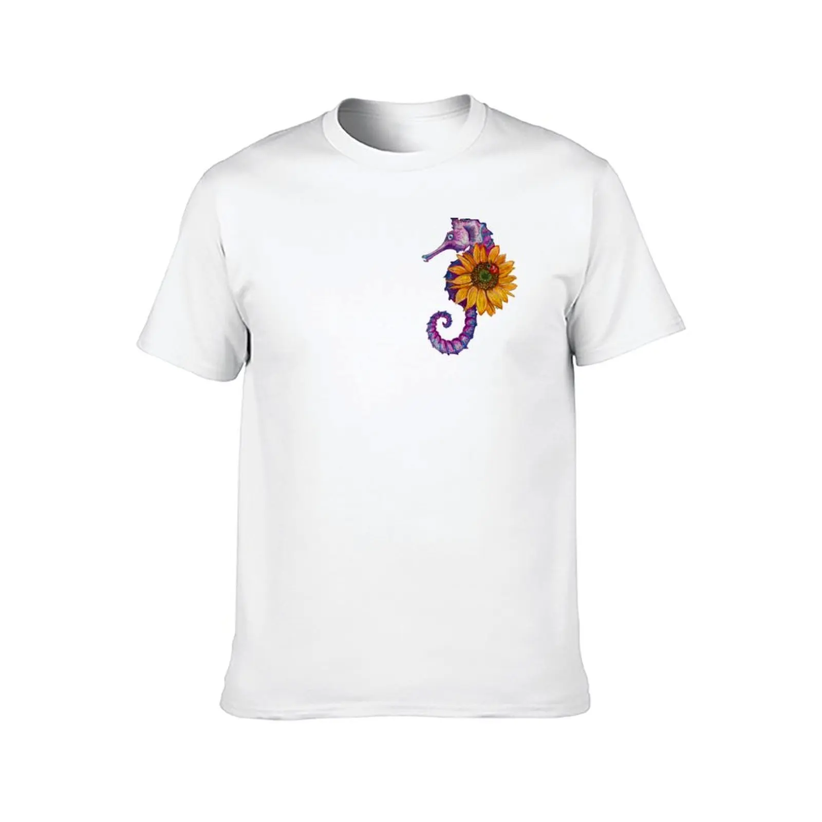 Watercolor Warrior Seahorse with Sunflower and Ladybug T-Shirt clothes shirts graphic Blouse oversized fitted t shirts for men