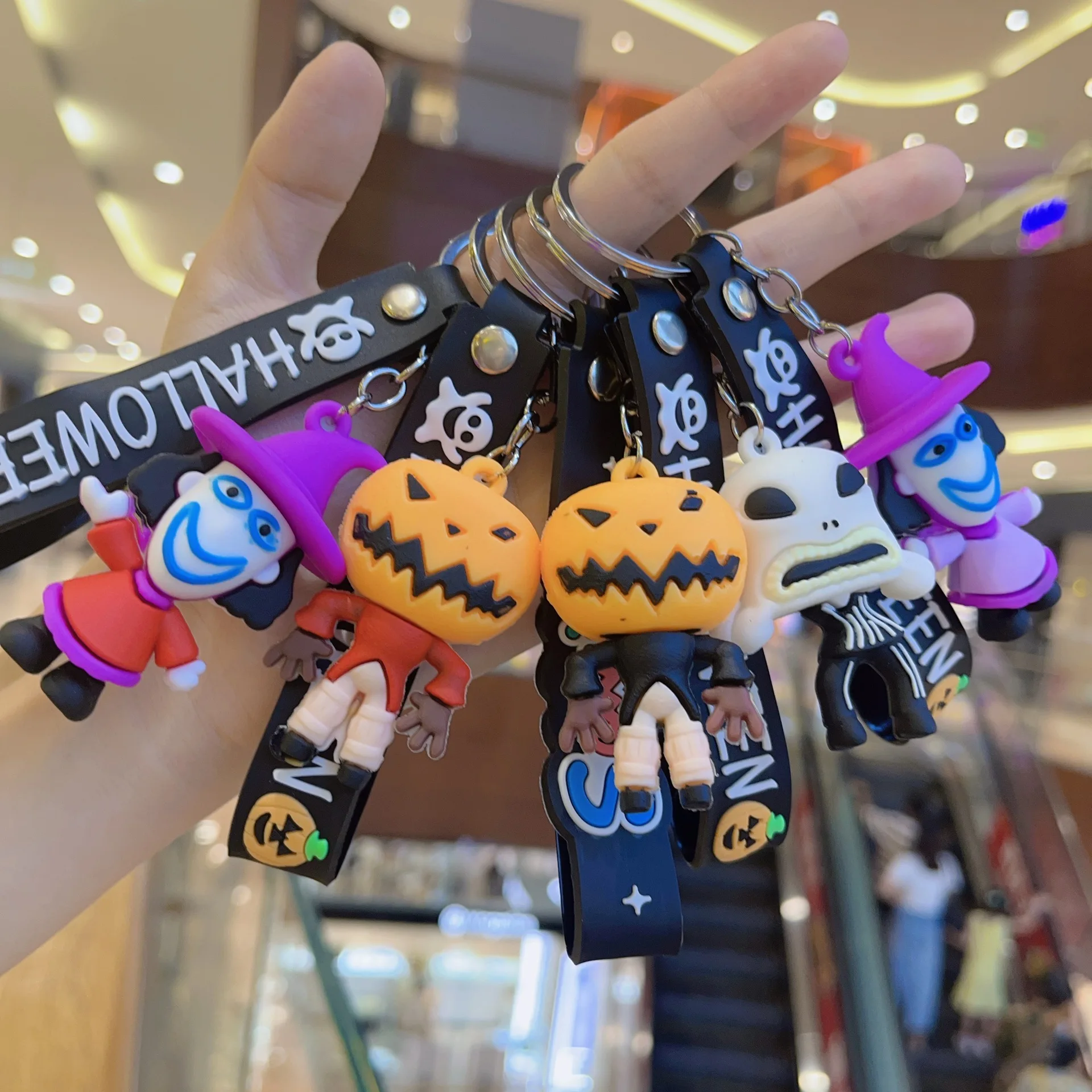 Halloween Christmas Eve Horror Series Keychain Gifts Cute Pumpkin Lantern Cartoon Keychain Small Pendant