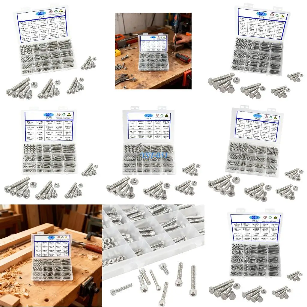 E15A 320pack منظمات تخزين من الفولاذ المقاوم للصدأ للمشروعات الاحترافية