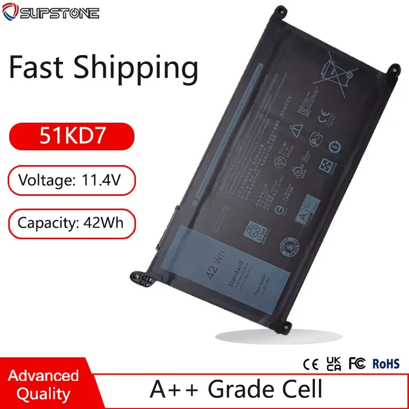 

New 51KD7 Laptop Battery For Dell Chromebook 3100 2-IN-1,11 5190,3181,3400,3180,3189,FY8XM P30T001 P101G Y07HK P101G001