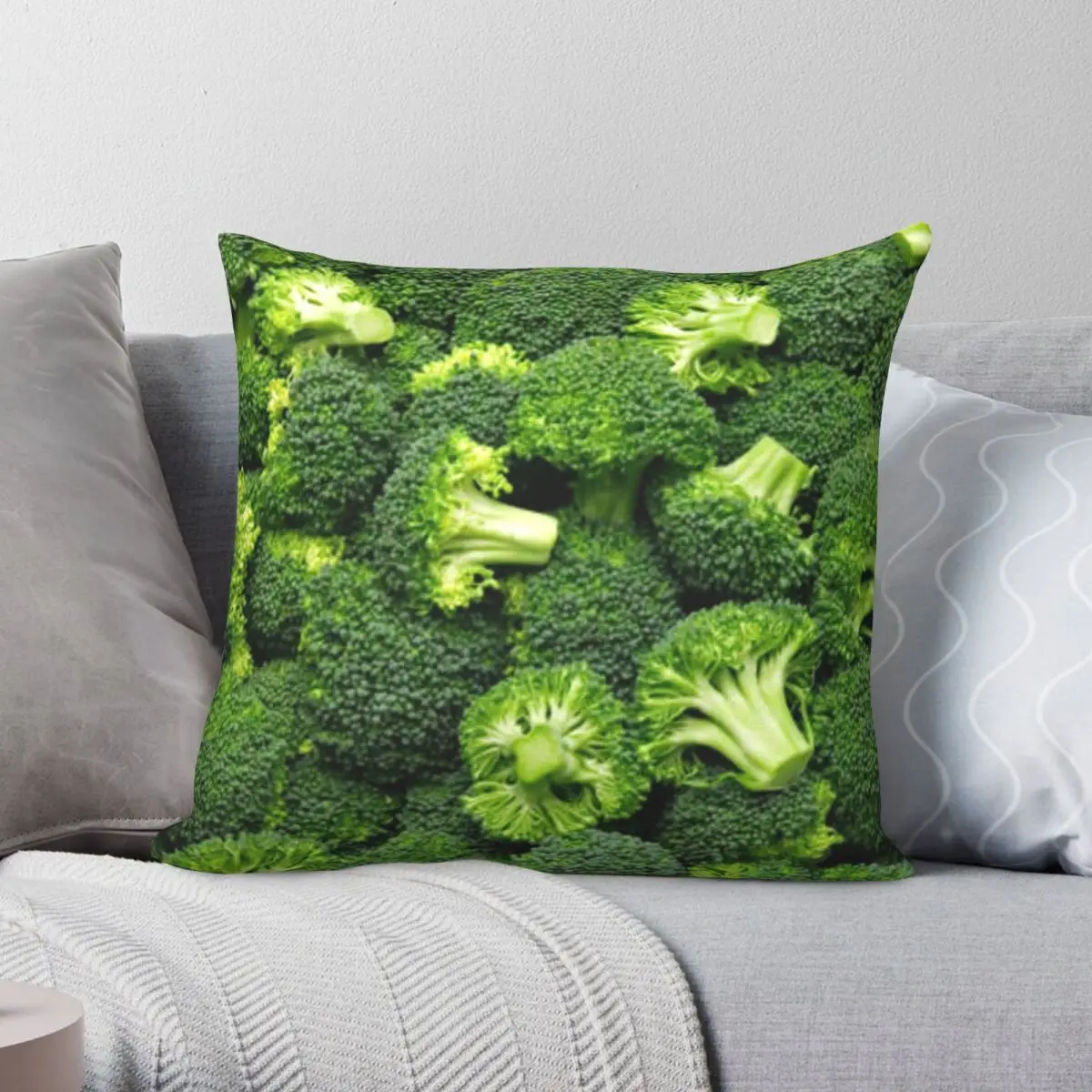 Broccoli Square Pillowcase Polyester Linen Velvet Creative Zip Decor Home Cushion Cover