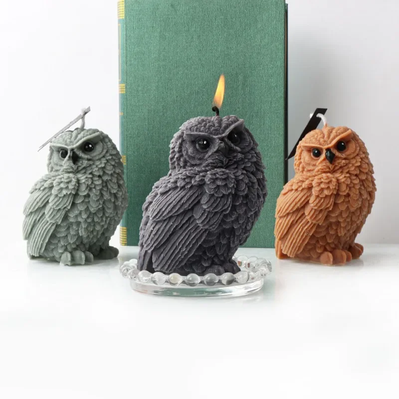 Stand Owl Silicone Candle Mold Cute Animal Owl Scented Candle Plaster Resin Soap Mould Chocolate Cake Ice Mould Home Decor Gifts