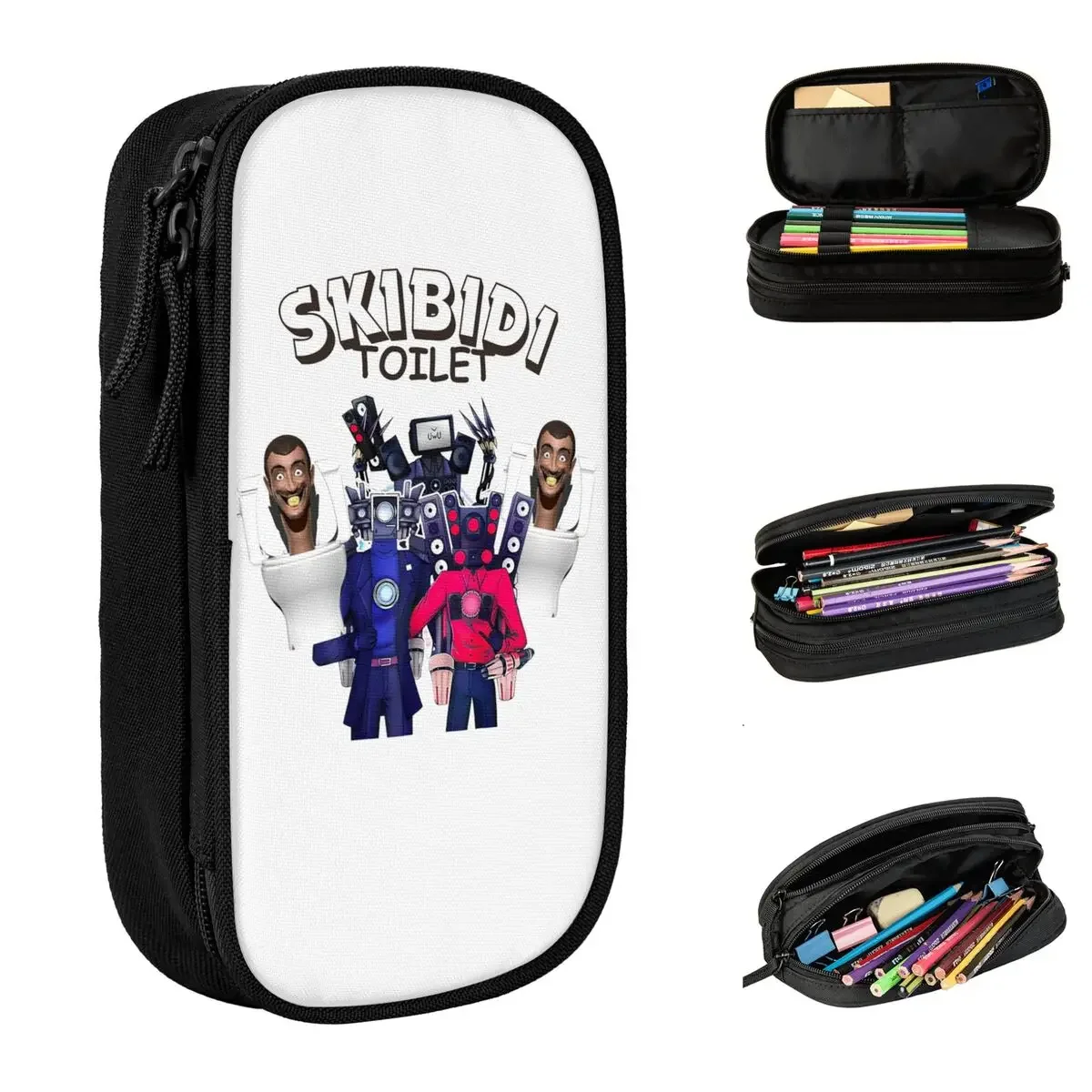 Skibidi Toilet Meme Pencil Case Speakerman Pencilcases Pen Kids Big Capacity Bag Students School Zipper Stationery