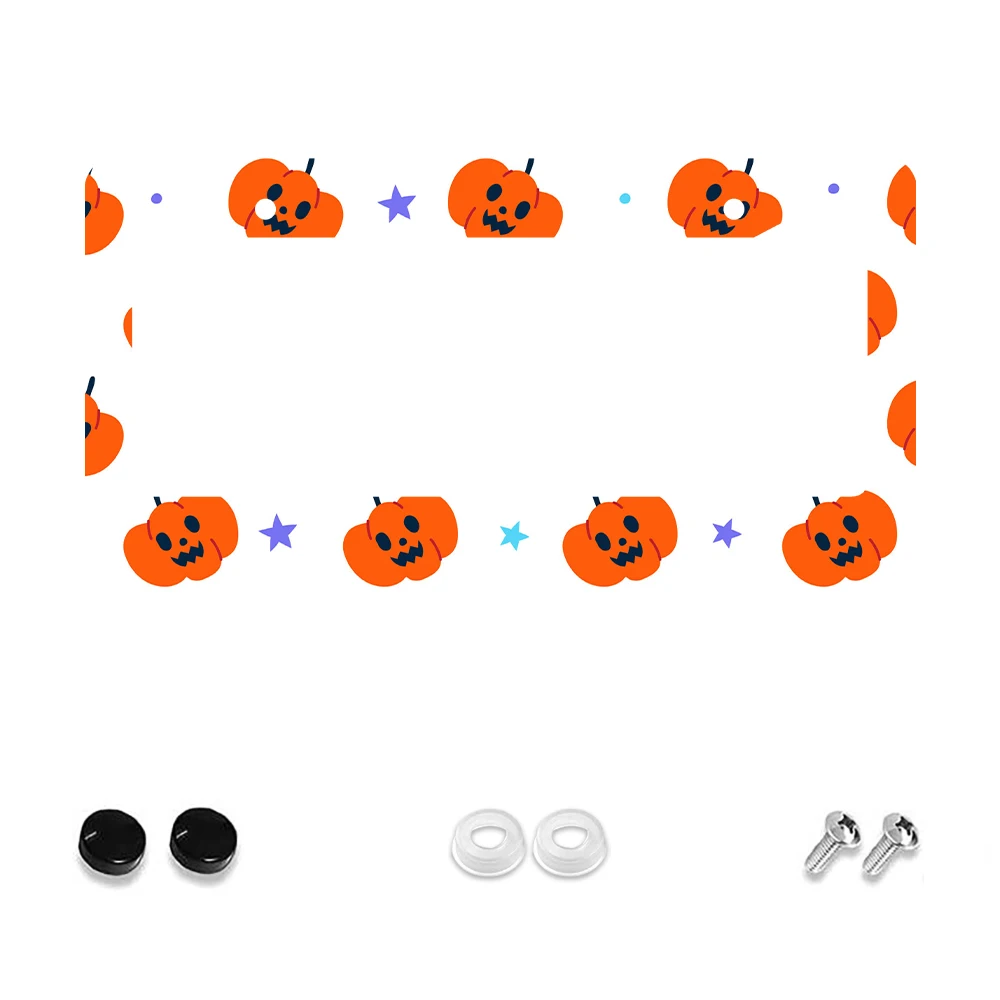 

1 шт. оранжевый узор тыквы, рамка номерного знака с 2 отверстиями, алюминиевый материал, 6x12 дюймов с набором винтов, забавное украшение автомобиля, подарок нет