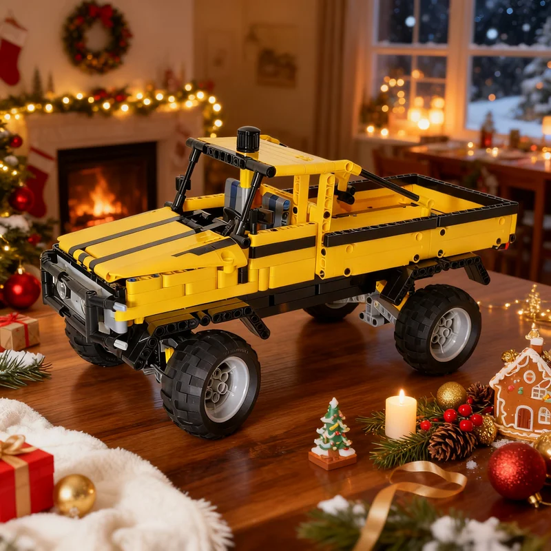713pcs MOC Pickup Truck Technical Model Building Blocks Architecture Christmas Gift Toy Creative Craft Assemble Display Art