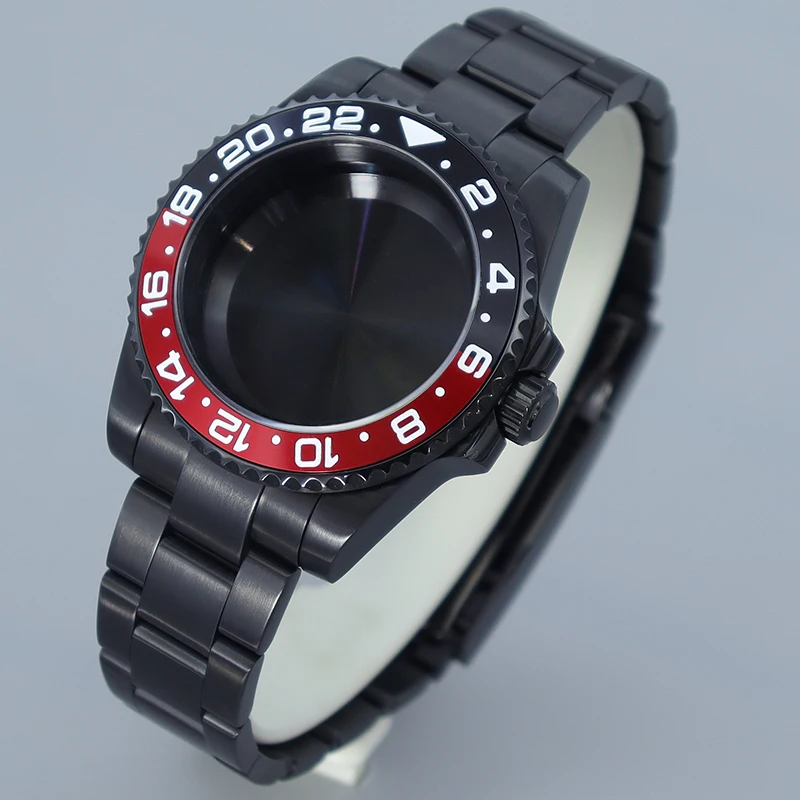 Pvd Nero 40mm 200m Impermeabile NH35 NH34 Cassa Dell'orologio Accessorio per NH35 NH36 NH70 Miyota8215 Eta2824 Movt GMT SUB Case 120 clic