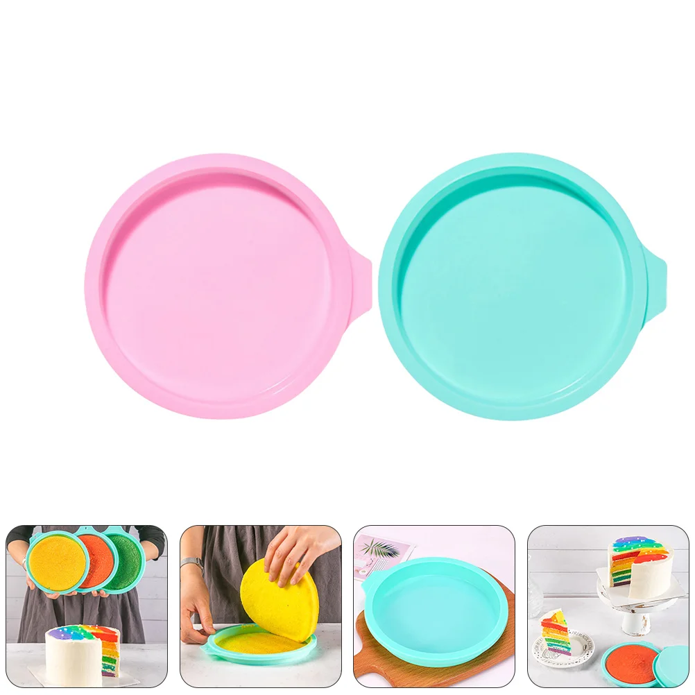 

4 Pcs Rainbow Cake Mold Silicone Baking Pan Set Round Non Stick Oven Safe Lightweight Gifts For Friends Who Love Baking