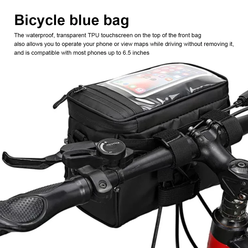

Сумка на руль велосипеда, водонепроницаемая корзина на переднюю раму, багажник, сенсорный экран, плечевой ремень, сумка для езды на велосипеде, аксессуары