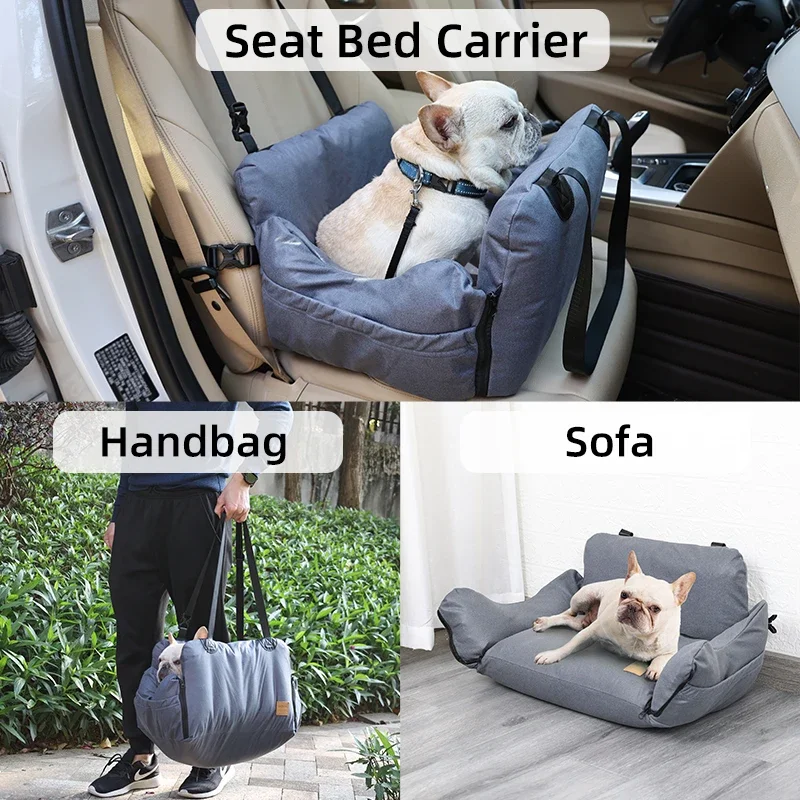 Dog Car Seat Bed for Small Dogs Inflatable Washable Dog Booster with Safety Leash Portable Pet Travel Bag Waterproof Soft Bed - view 2