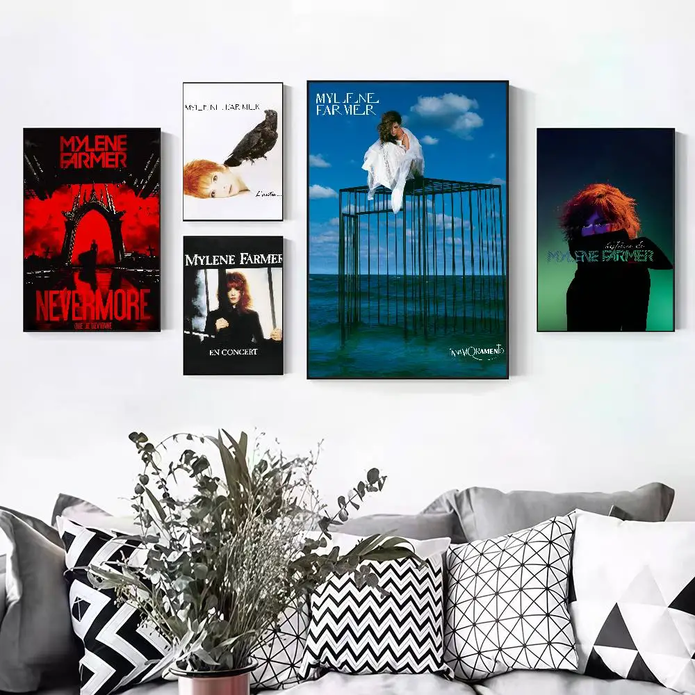 Singer M-Mylene Farmer Nevermore Peelable Self-adhesive Poster Stickers Are Suitable For Frameless
