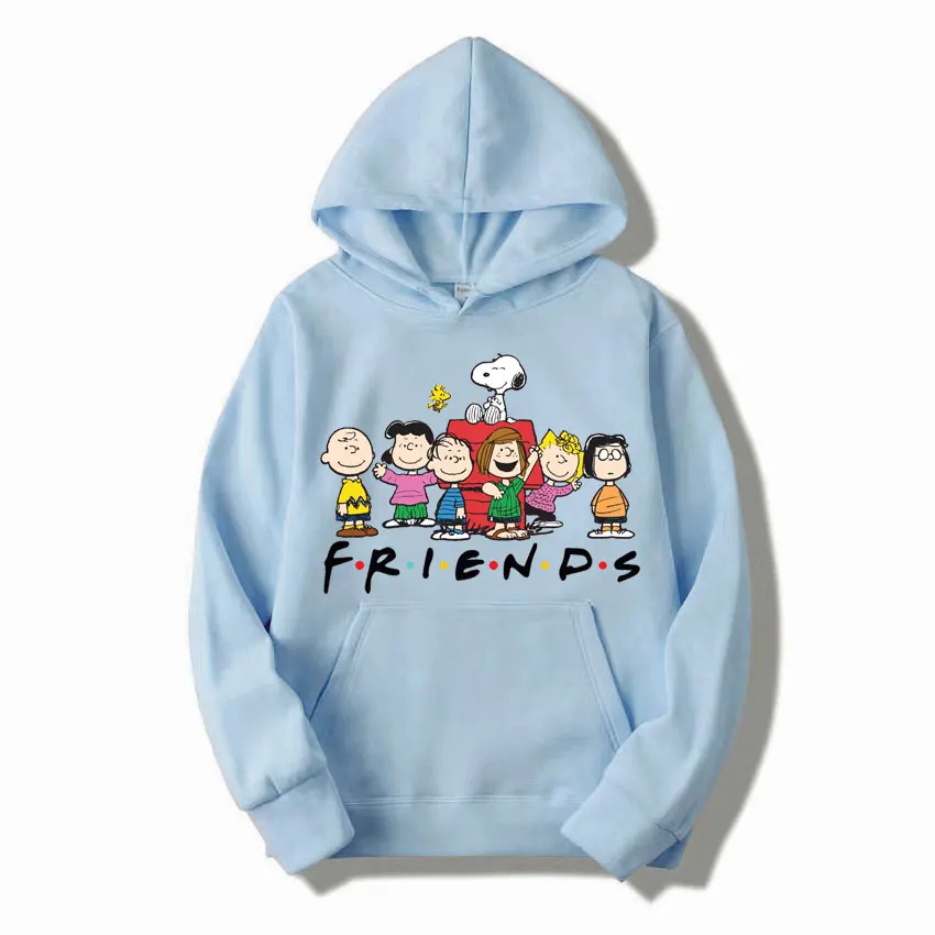 Snoopy Friends Logo Cartoon Anime Women Pullover Spring Autumn Men Oversized Hoodie 2024 Casual Couple Sweatshirt Clothes Tops