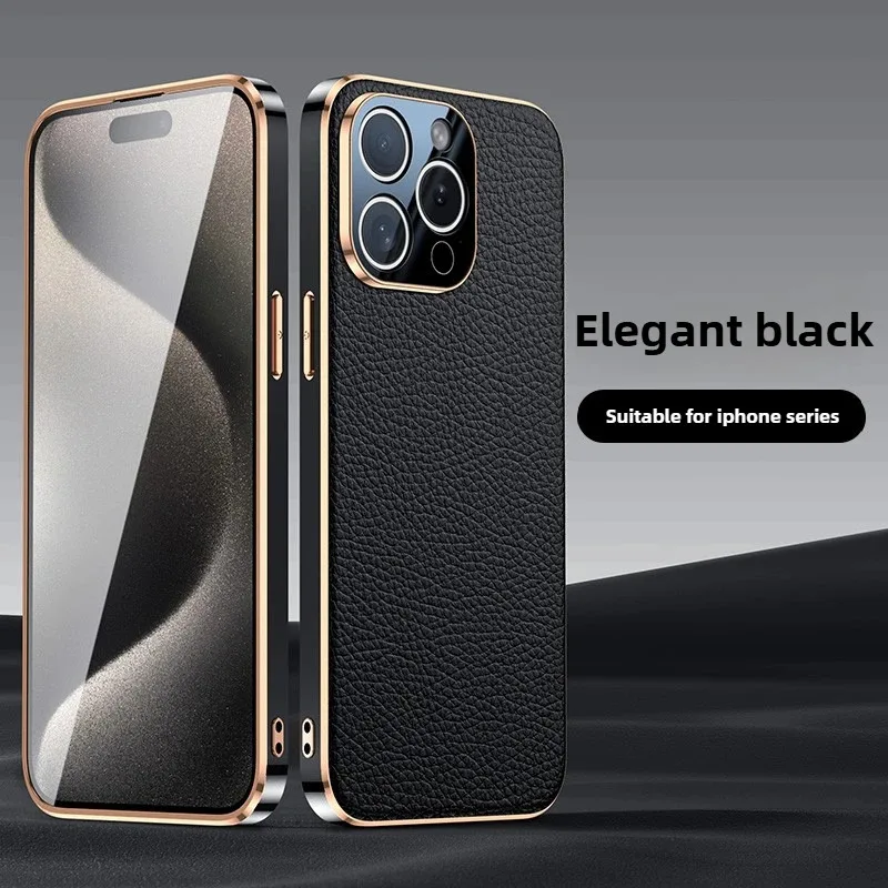 

Luxury Leather with Magnetic for iPhone 16 Pro Max Case iPhone 15 14 ProLens Precise Hole Protection Anti-drop Slim IPhone Case