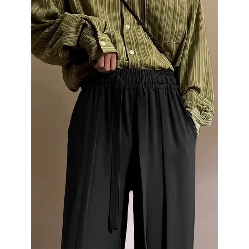 

Bla Summer Men's Loose Fit Straight Leg Pants Drapey Fabric Comfortable Casual Suit Trousers Large Size 300 Pou Lazy Sle