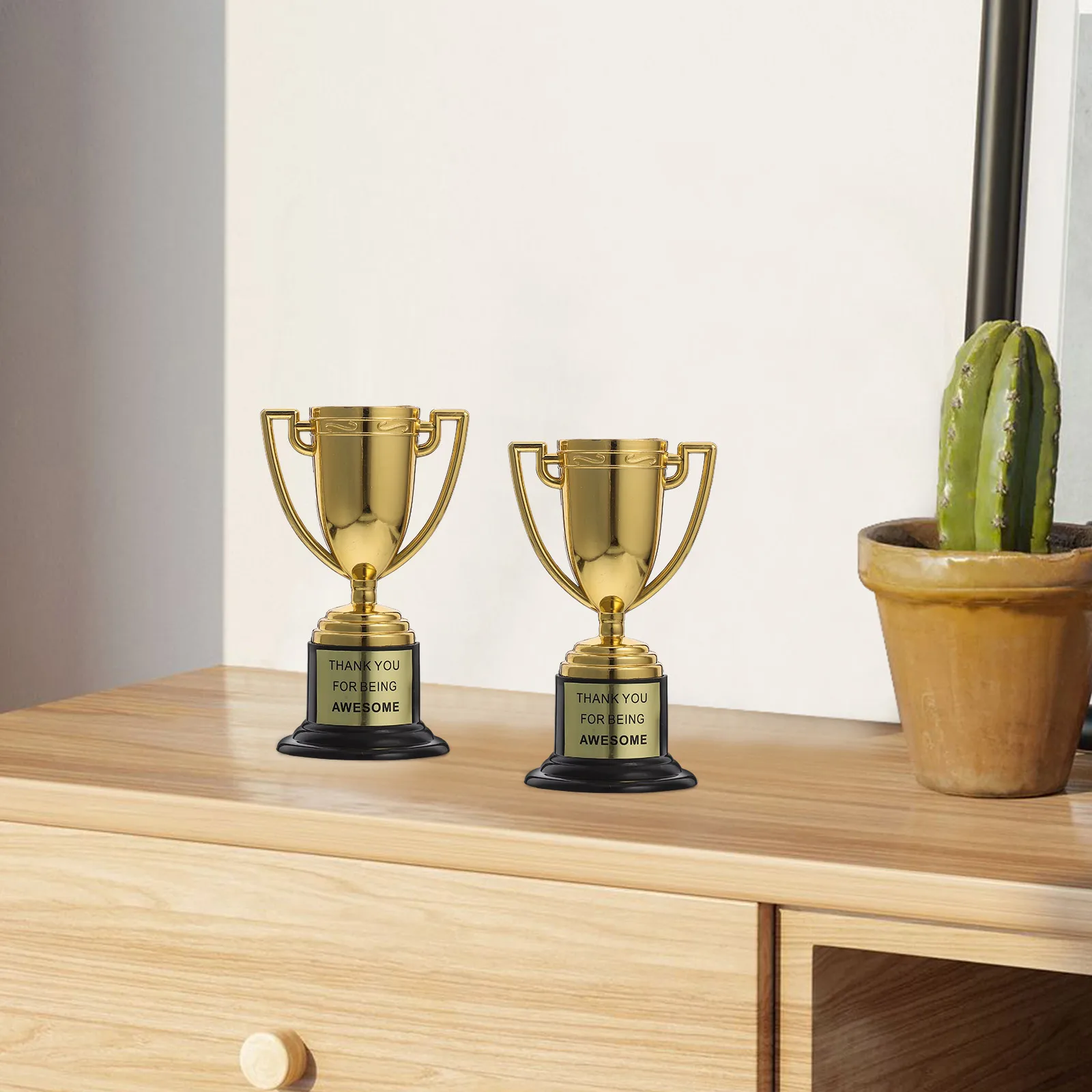 

6Pcs Gold Plastic Mini Trophies For Awards Events Parties Celebration Ideal Children School Competitions Portable Compact Design