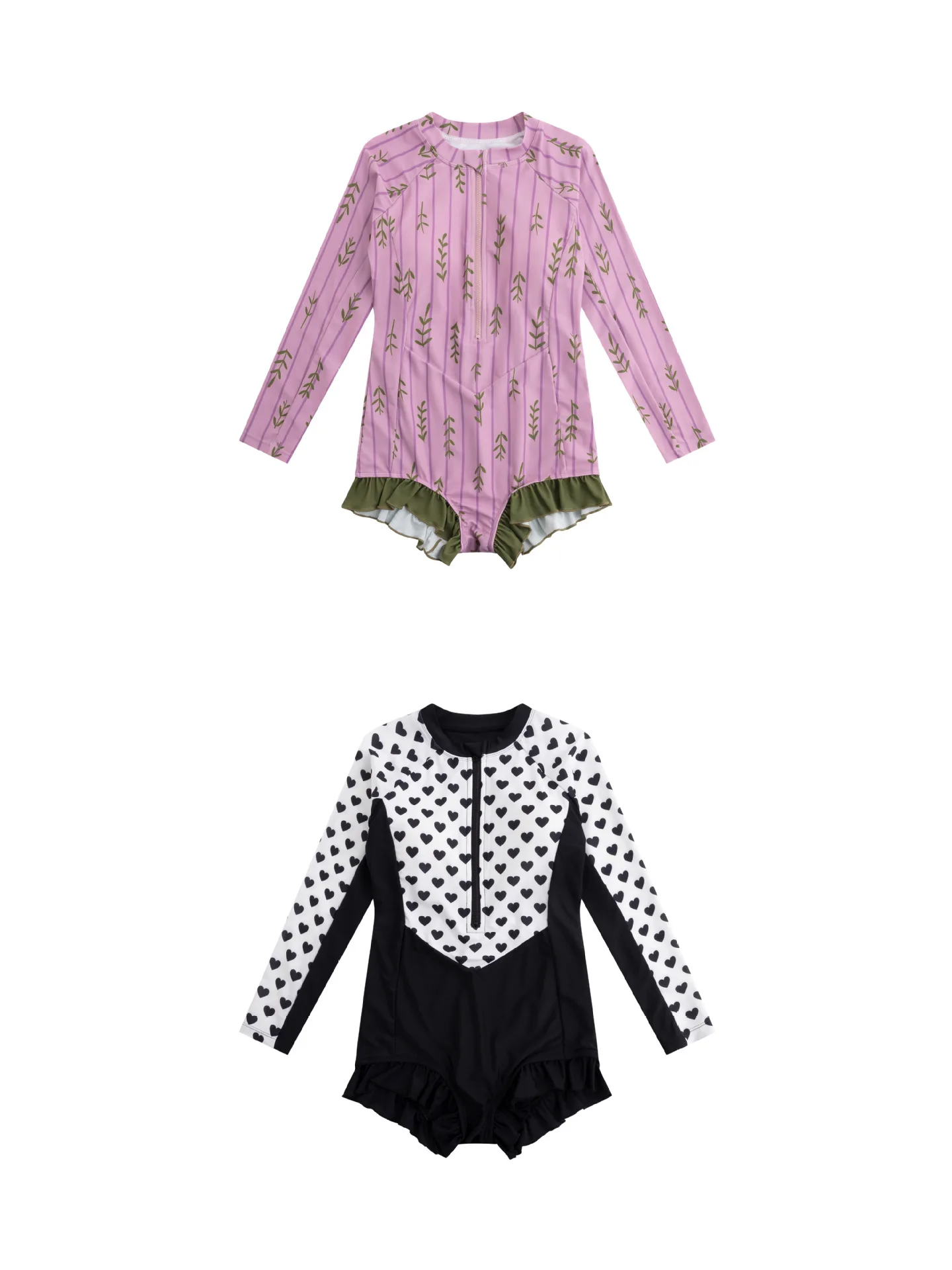 One-piece Swimwear Long Sleeve Ruffles Sun-proof Beach Bikini Girl's Swimsuits S0a70435bb4bc4718a17e549f550e5980U