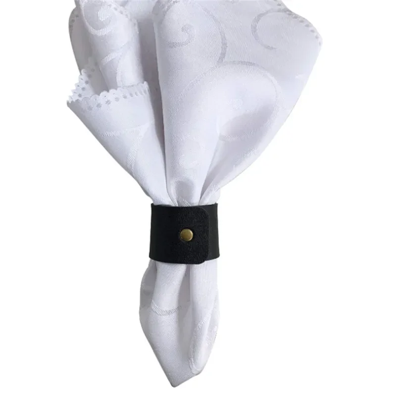 48Pcs High Quality PU Leather Table Napkin Ring Buckle Hotel Room Table Napkin Clip Decoration Napkin Rings Table Decorations