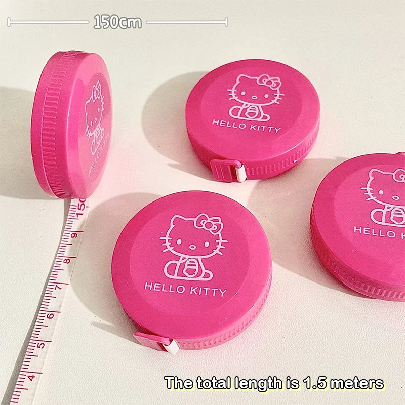 Kawaii Hello Kitty Self-Telescoping Tape Mini Portable Soft Ruler Measuring Tape Measuring Clothes Waist Circumference Tools