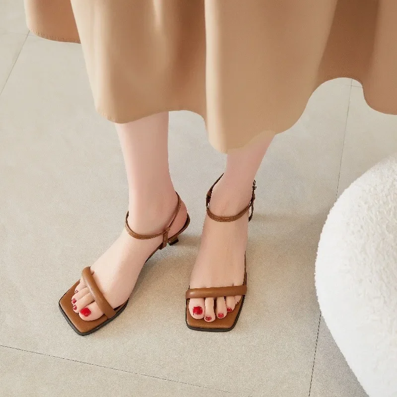 Modern Sandals Women's Sandals with Buckle Strap and Narrow Band Combination High Heels Summer Shoes Women Casual Ladies Shoes