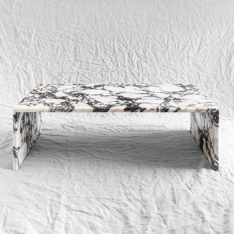 

Nordic Custom Design Rectangle Sofa Side Table Luxury Calacatta Violet Viola Marble Coffee Table