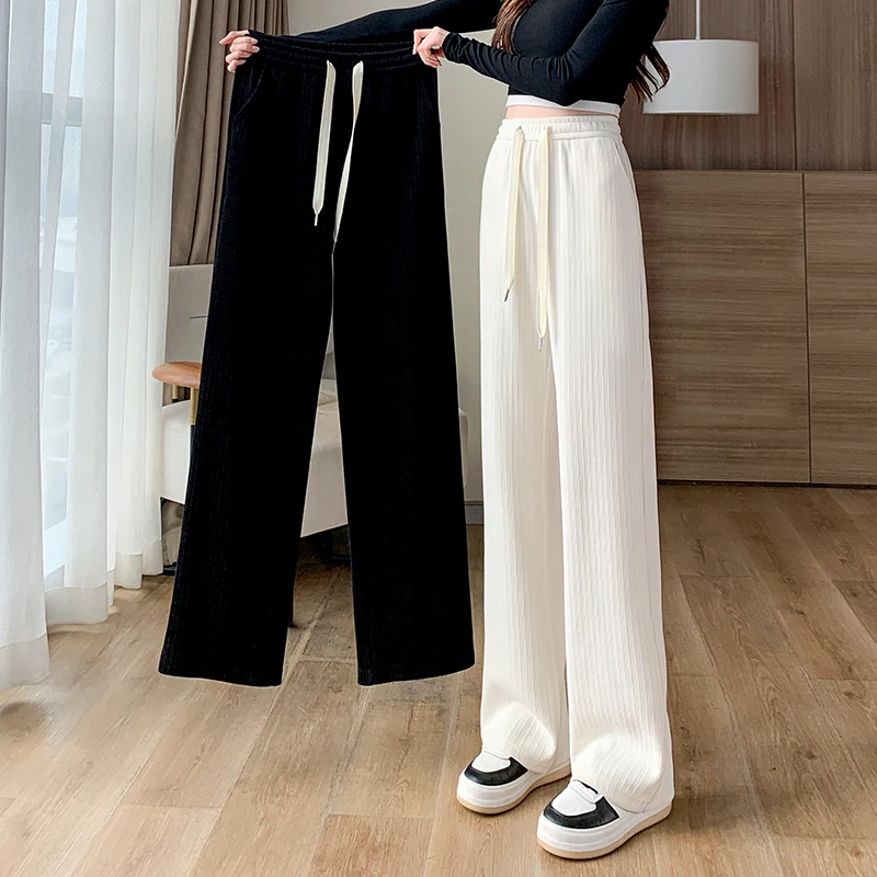 Women's Pants Y2K Traf Wide Oversize Pants Korean Harajuku Streetwear Sweatpants Corduroy Baggy Trousers PELEDRESS