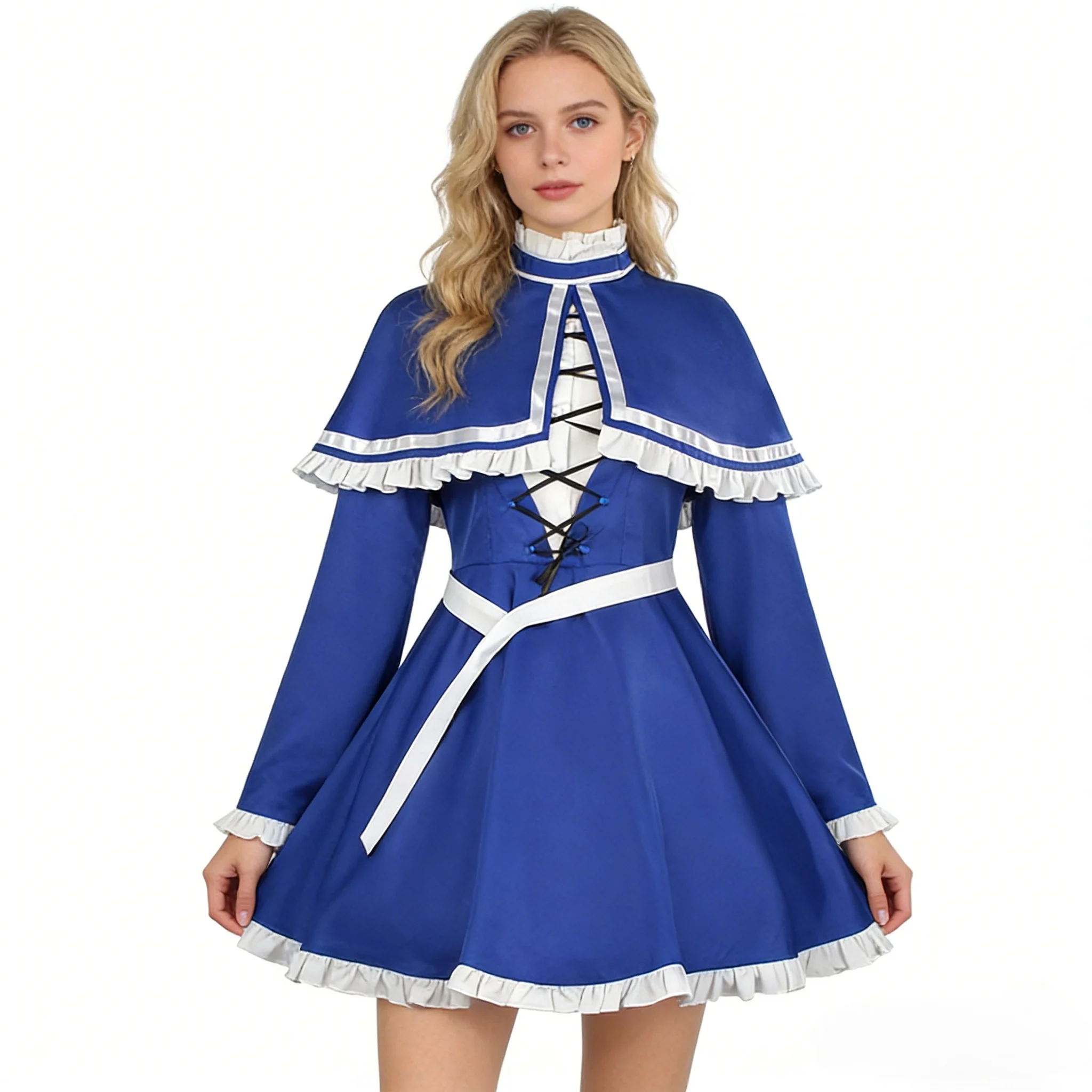 

Blue sexy female role-playing costume, retro palace style, comfortable daily stage performance, anime costume, soft girl style,