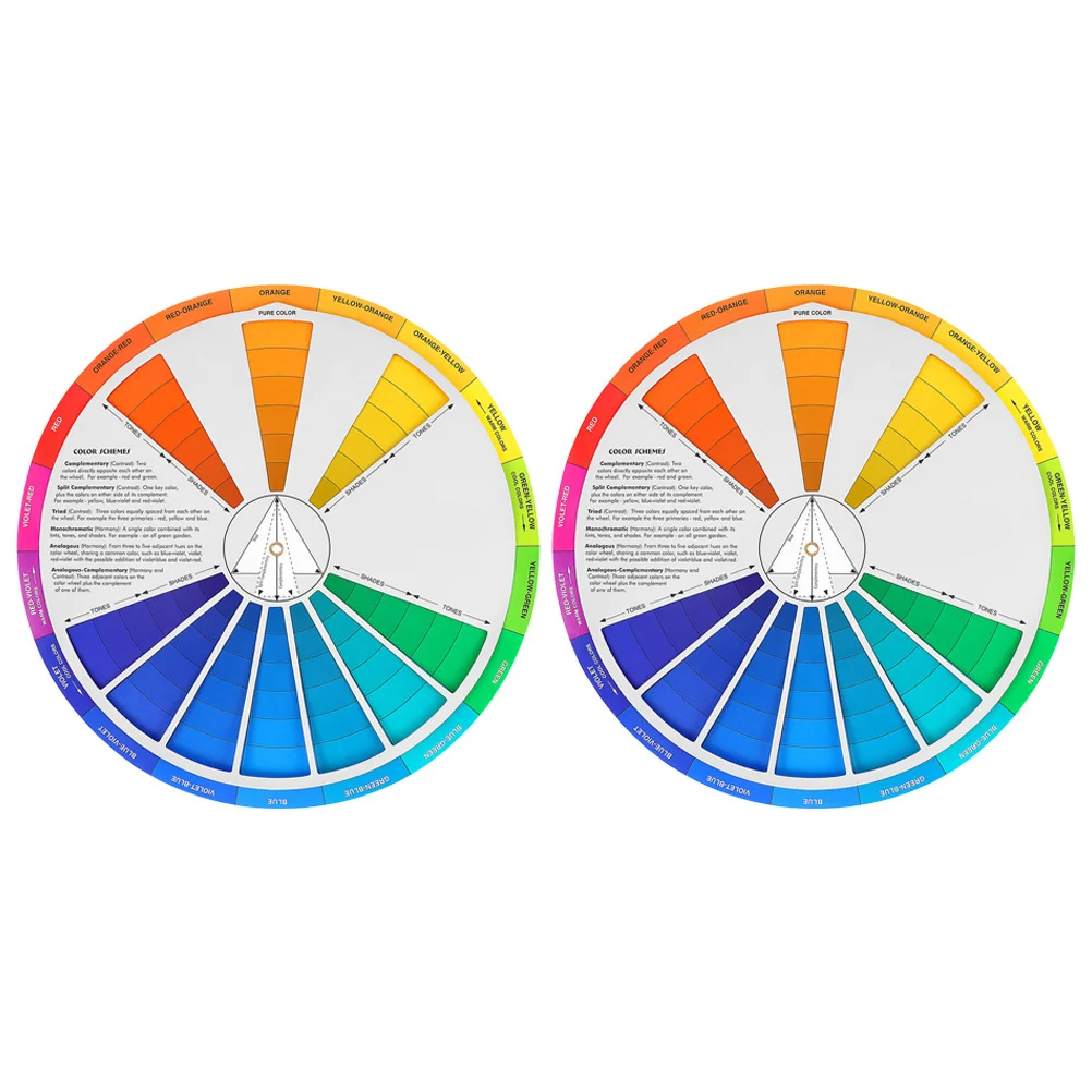 2Pcs Gradient Color Wheel Color Learning Card Teaching Tool for Painting Drawing Nail Art Mixing Guide Class Teaching Tool