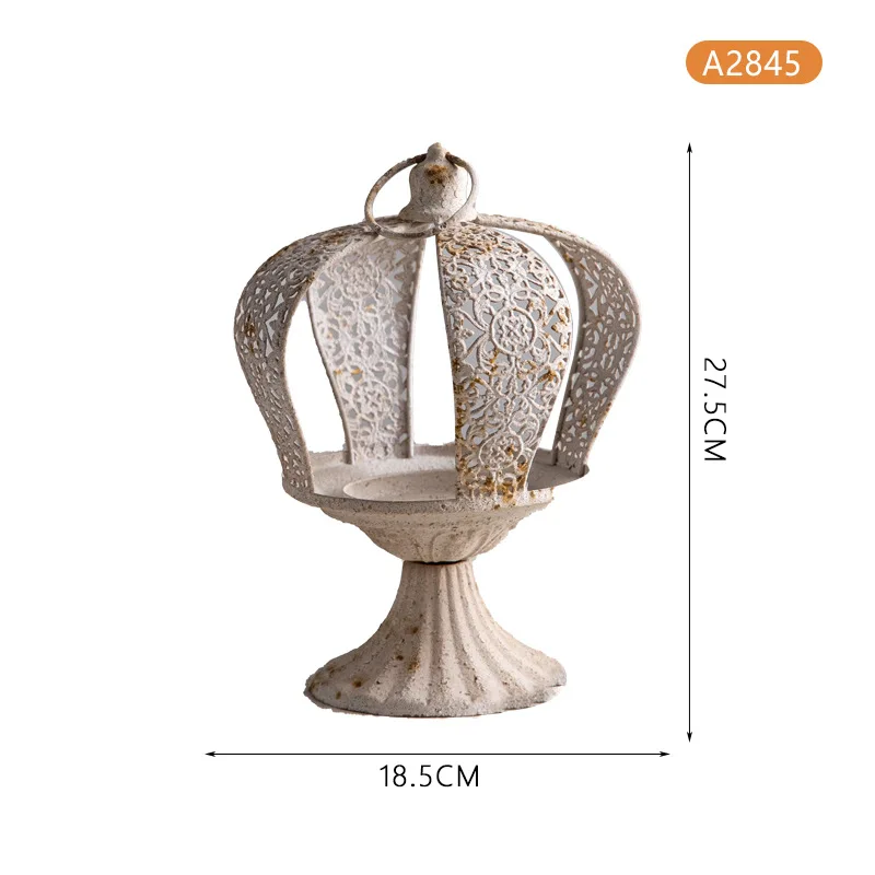 French hollow candle holder props creative crown shape dining table European retro homestay atmosphere candle holder