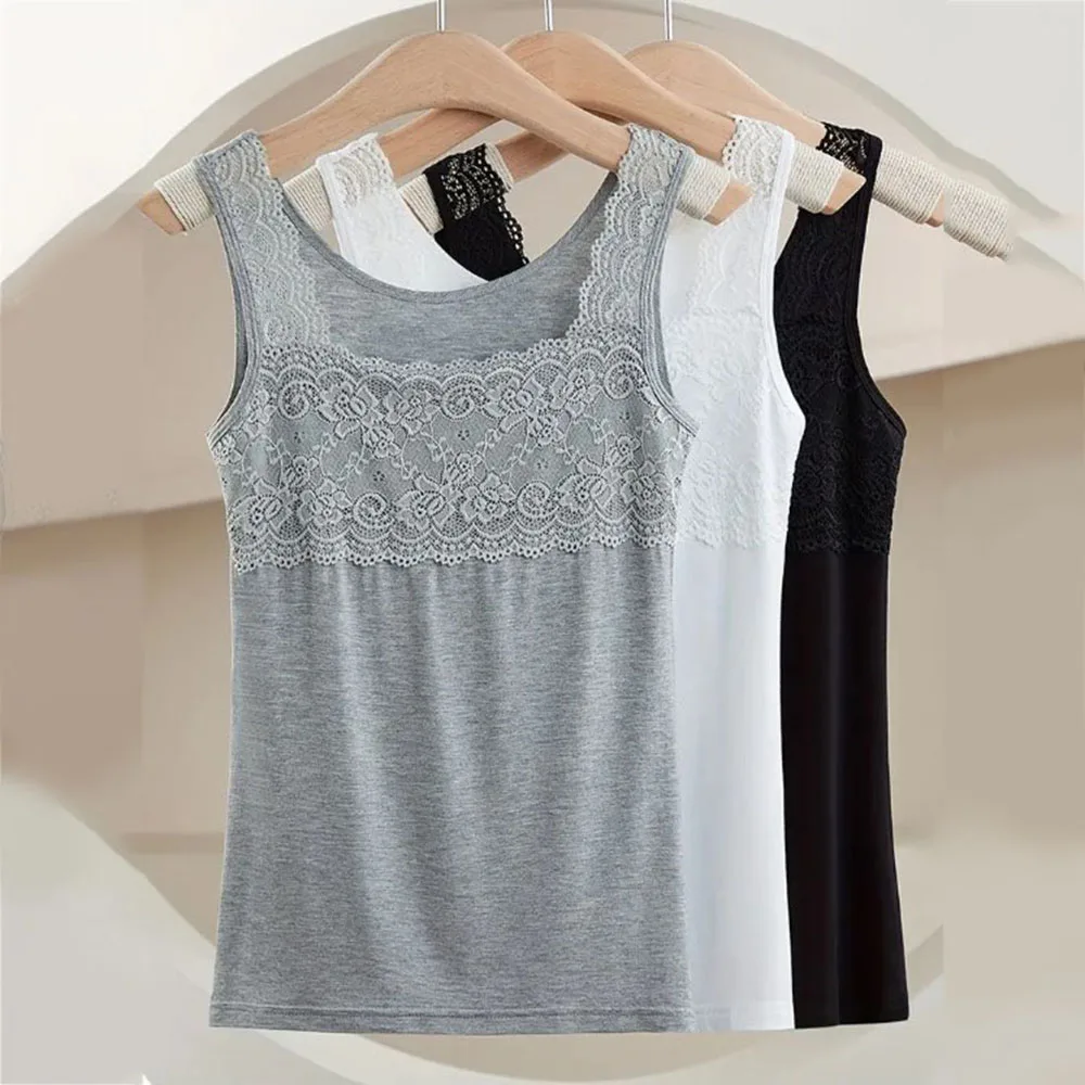 

Woman Modal Camisole Lace Sweet Sling Camisole Solid Color Summer Sleeveless Vest For Woman Thin Vest Home Pajamas Tank T-Shirt