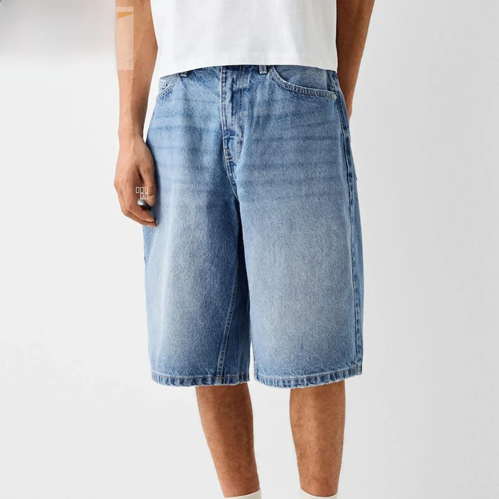 

Loose Fit Wide Leg Denim Jeans for Men Casual Baggy Trousers Comfortable Unisex Drawstring Waist Summer Fashion