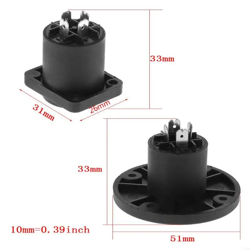 

T3LB Socket Connectors 1.22in Round Base Height 4Pole Speaker Twist Lock