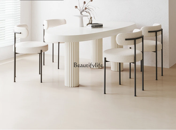 

Cream Style Solid Wood Ash Dining Table Modern Minimalist Rectangular