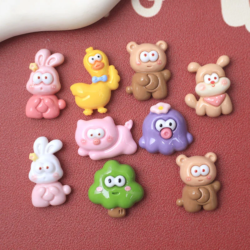 

100pcs Resin Kawaii Mini Cartoon Oxeye Animal Flatback Stone Figurine Scrapbook DIY Decor Home Accessories Crafts