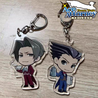 Game Gyakuten Saiban Ace Attorney Phoenix Wright Miles Edgeworth Cosplay Keychain Acrylic Keyring Key Chain Bag Accessories Prop