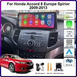 12.3β Android 14 For Honda Accord 8 Europe Spirior Acura Tsx 2009-2013 8+256GB Car GPS Multimedia Player Stereo Receiver Radio