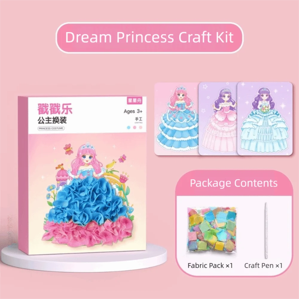 DIY Craft Puncture Painting Kit Creative Puzzle Sticker Set Princess Theme Poke Art Card Board Poke Board Poke Drawing Craft