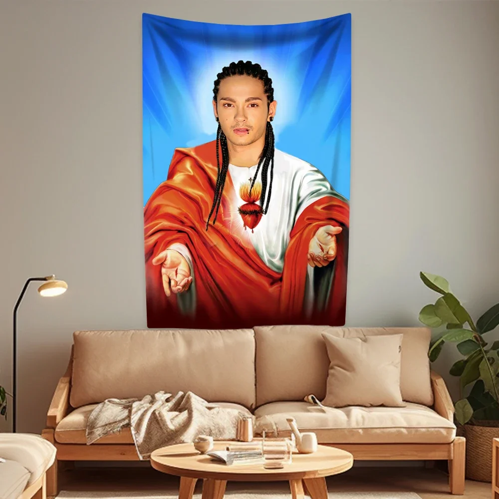 مغني الروك يسوع توم بيل كوليتز نسيج طوكيو فندق مضحك ديكور المنزل الجدار الشنق تغطي غرفة نوم عنبر الخلفية #2