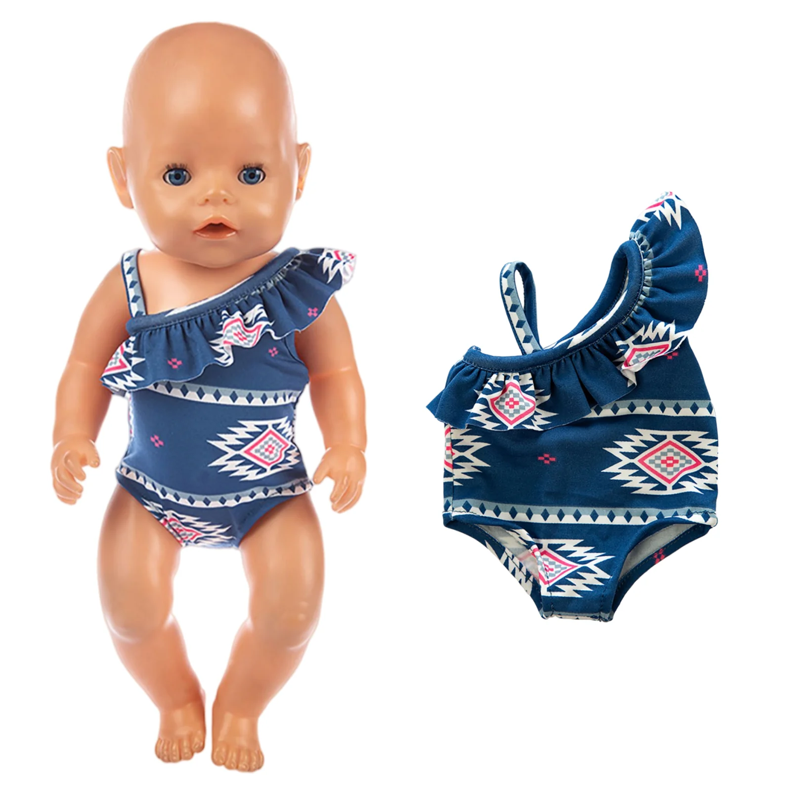 Bohemia Print Swimming Suit for 18inch American Doll Cute 43cm Newborn Baby Doll Swimsuit Kids Gift Doll Clothes